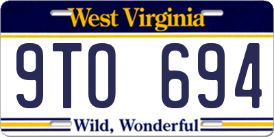 WV license plate 9TO694