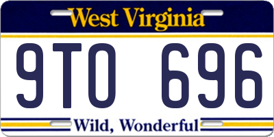 WV license plate 9TO696