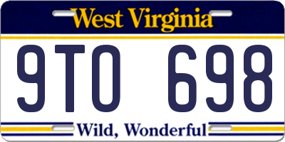 WV license plate 9TO698