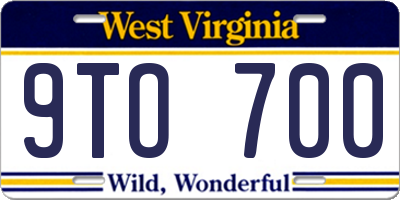 WV license plate 9TO700