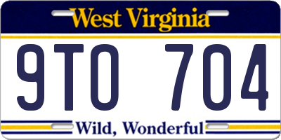 WV license plate 9TO704