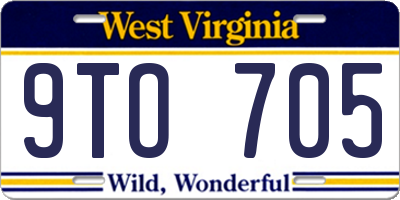 WV license plate 9TO705