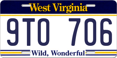WV license plate 9TO706