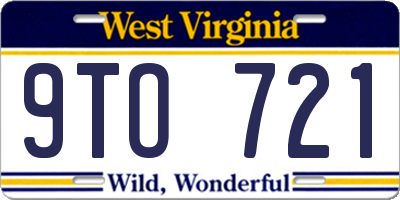 WV license plate 9TO721