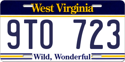 WV license plate 9TO723