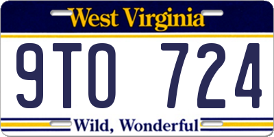 WV license plate 9TO724