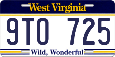 WV license plate 9TO725