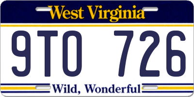 WV license plate 9TO726