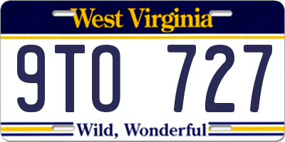 WV license plate 9TO727