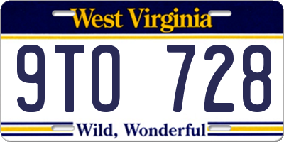 WV license plate 9TO728