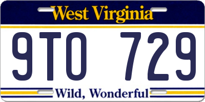 WV license plate 9TO729