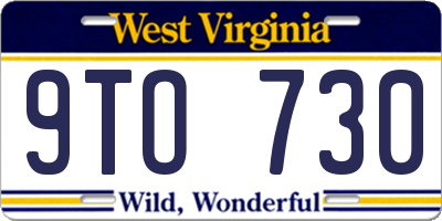 WV license plate 9TO730