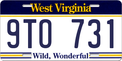 WV license plate 9TO731