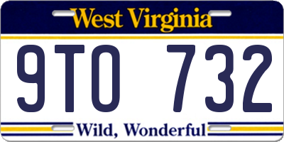 WV license plate 9TO732