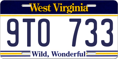 WV license plate 9TO733