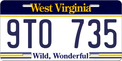 WV license plate 9TO735