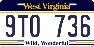 WV license plate 9TO736