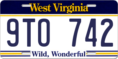WV license plate 9TO742