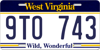 WV license plate 9TO743