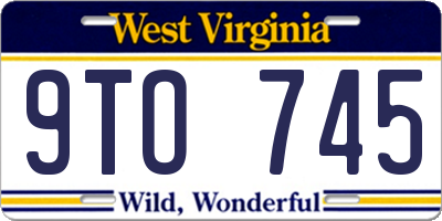 WV license plate 9TO745