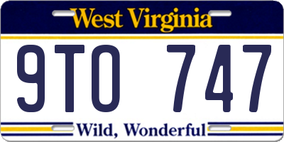 WV license plate 9TO747
