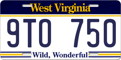 WV license plate 9TO750