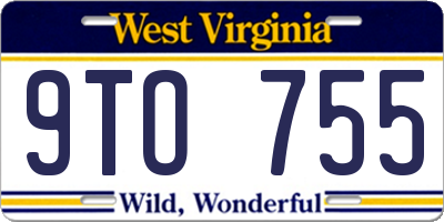 WV license plate 9TO755