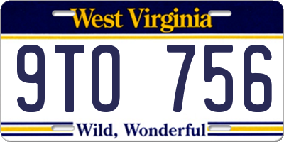 WV license plate 9TO756