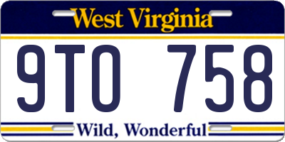 WV license plate 9TO758