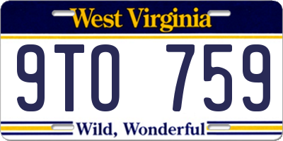 WV license plate 9TO759