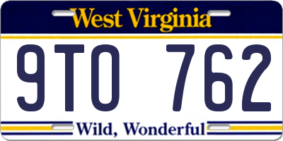 WV license plate 9TO762