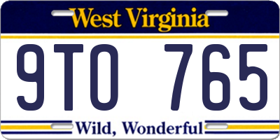 WV license plate 9TO765