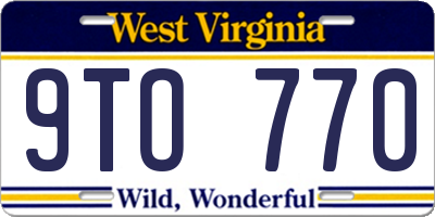 WV license plate 9TO770