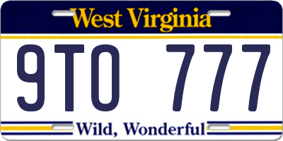 WV license plate 9TO777
