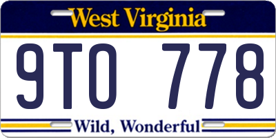 WV license plate 9TO778