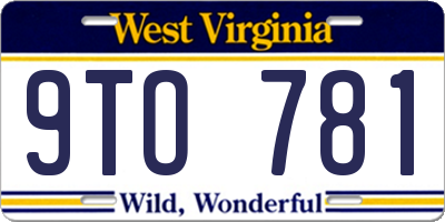 WV license plate 9TO781