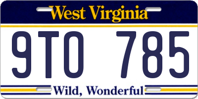 WV license plate 9TO785