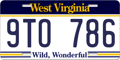 WV license plate 9TO786