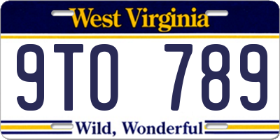 WV license plate 9TO789