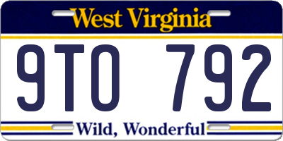 WV license plate 9TO792