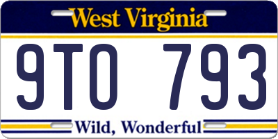WV license plate 9TO793