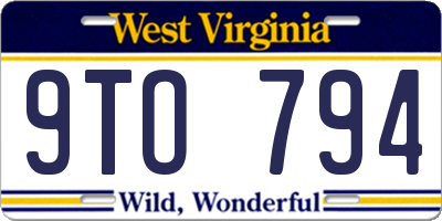 WV license plate 9TO794