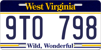 WV license plate 9TO798