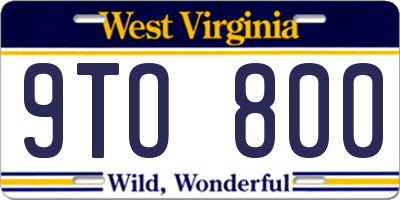 WV license plate 9TO800