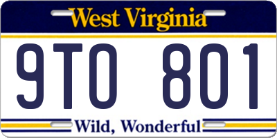 WV license plate 9TO801