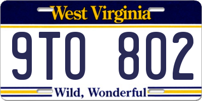 WV license plate 9TO802