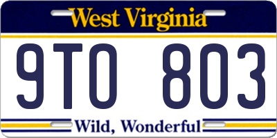 WV license plate 9TO803