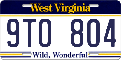 WV license plate 9TO804