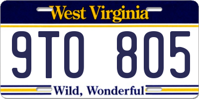 WV license plate 9TO805