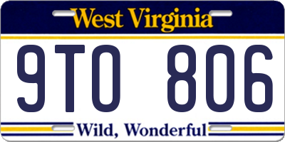 WV license plate 9TO806